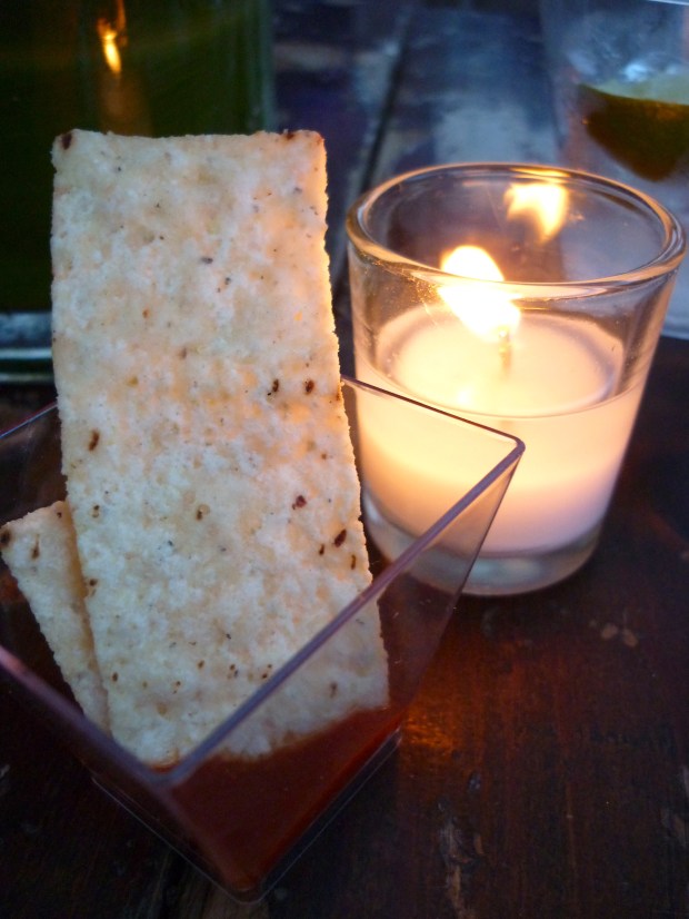 Chip and hot sauce...I couldn't tell if the fire itself was hotter (;