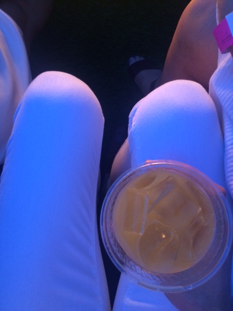 White jeans and a tantalizing piña colada.