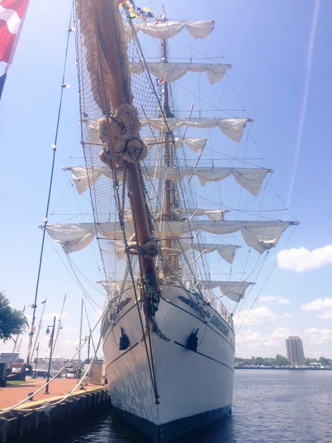 Ship anchored at the marina